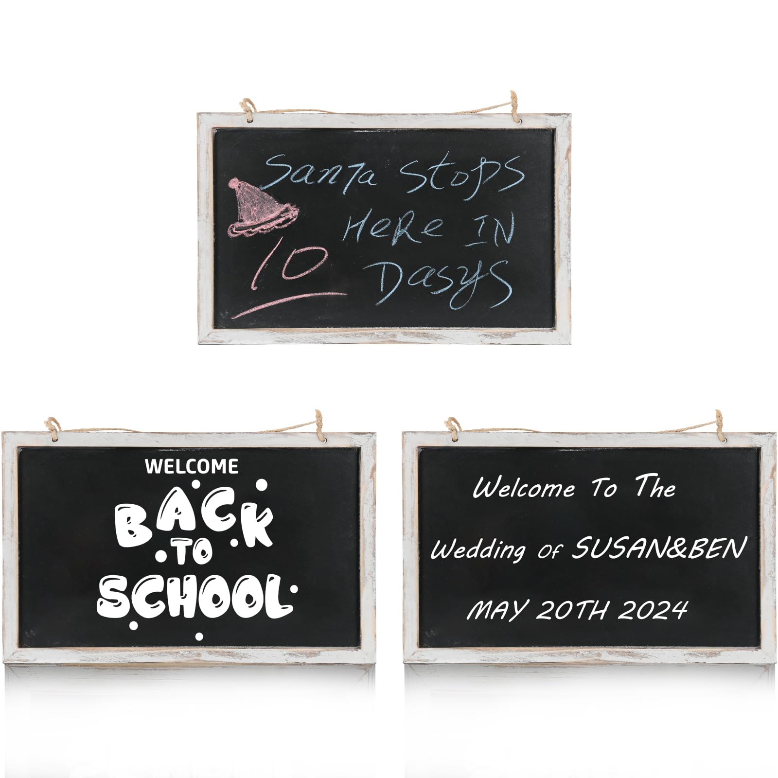 CALIFORNIA CADE ELECTRONIC Chalk Board, 11" x 17" Hanging Chalkboard Signs- 3Pcs Decoratived Frame Chalkboard for Countdown to Christmas, Wedding, Kitchen, Wall Decor, Small Bussiness