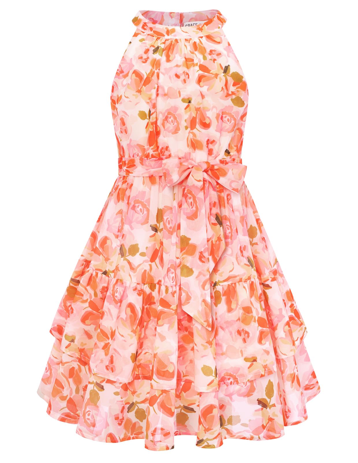GRACE KARIN A-Linien Blumen Neckholder Prinzessin Kleid Mädchen Sommerkleid