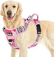 Vista 31 de SlowTon Arnés para perro sin tirones, arnés resistente sin estrangulamiento para mascotas, con 2 clips para la correa y mango vertical de fácil