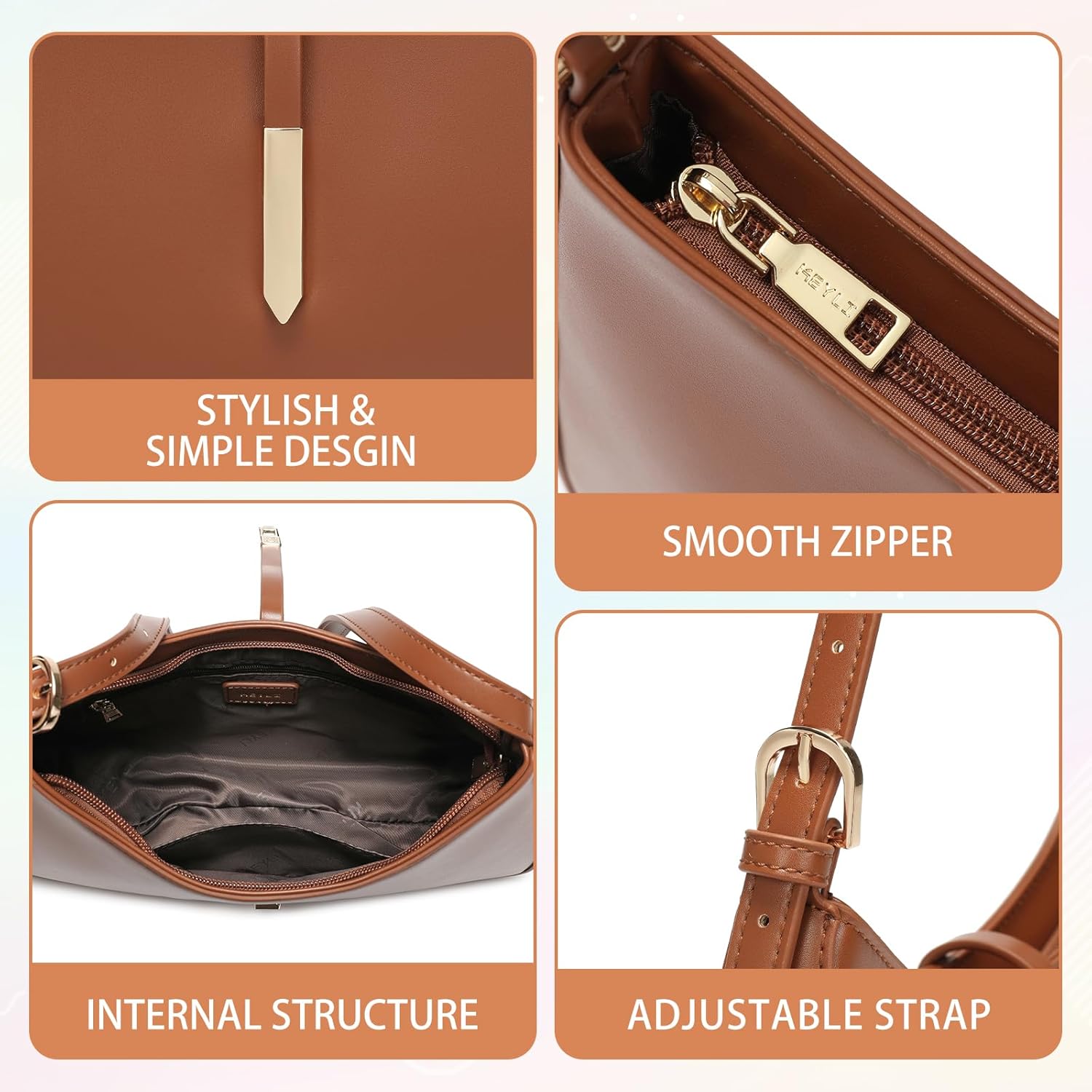 Keyli Fashion Shoulder Bag for Women Vegan Leather Adjustable Handbags Hobo Bags Purses with Long Strap - Image 6