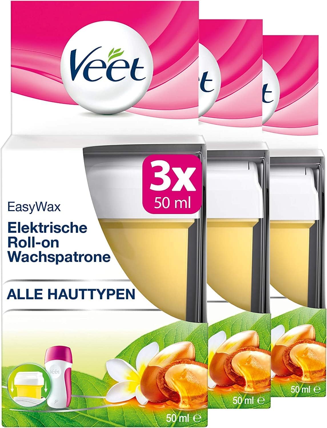Veet Wachs Nachfüll Patrone 3er Pack für Veet EasyWax Warmwachs RollOnGerät für professionelle