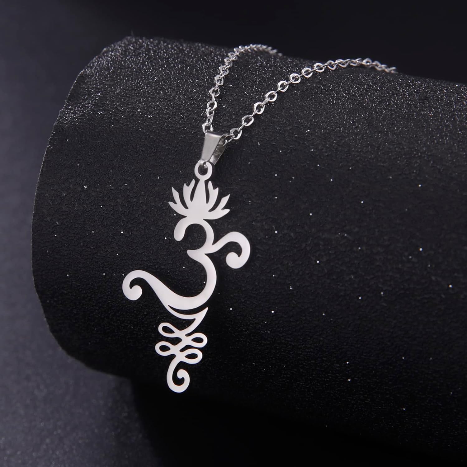 Amaxer Adjustable Unalome Om Lotus Necklace for Women Sanskrit Yoga Meditation Spiritual Buddhist Symbol Hindu Jewelry - Image 4