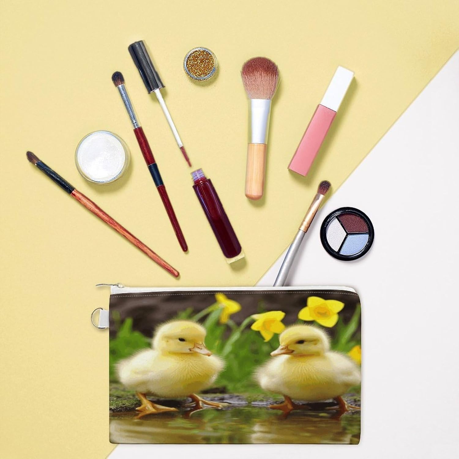 Cute Baby Ducks Coin Purse,Travel Portable Keychain Wallet Canvas Coin Wallets Mini Zipper Tool Bag Lightweight Change Purse
