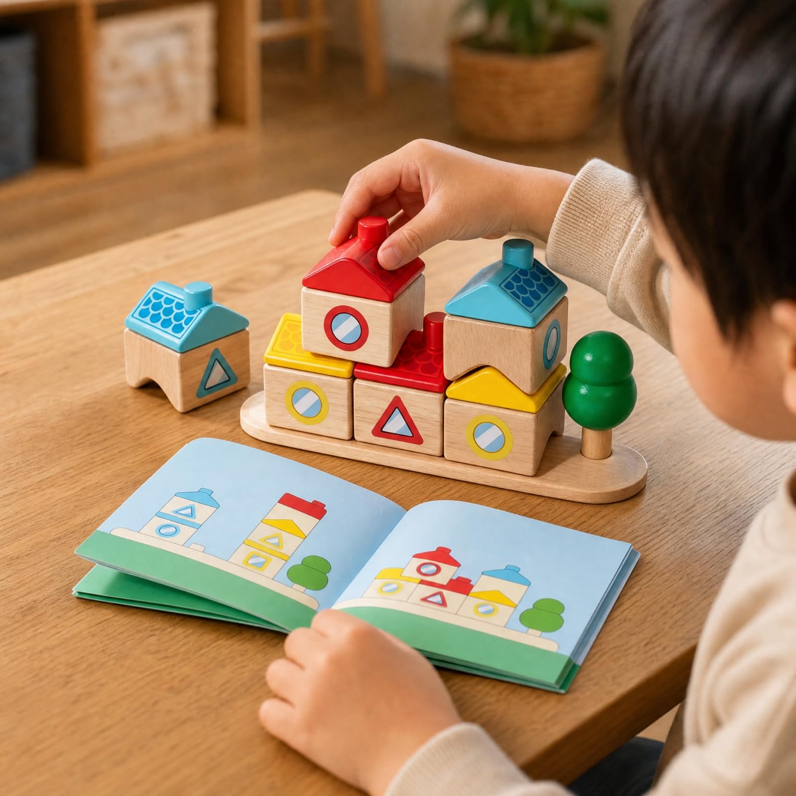 Gioco di Costruzione con Pezzi a Forma di Casa Divertente Giocattolo Interattivo per Area Giochi, attività Familiari da Tavolo