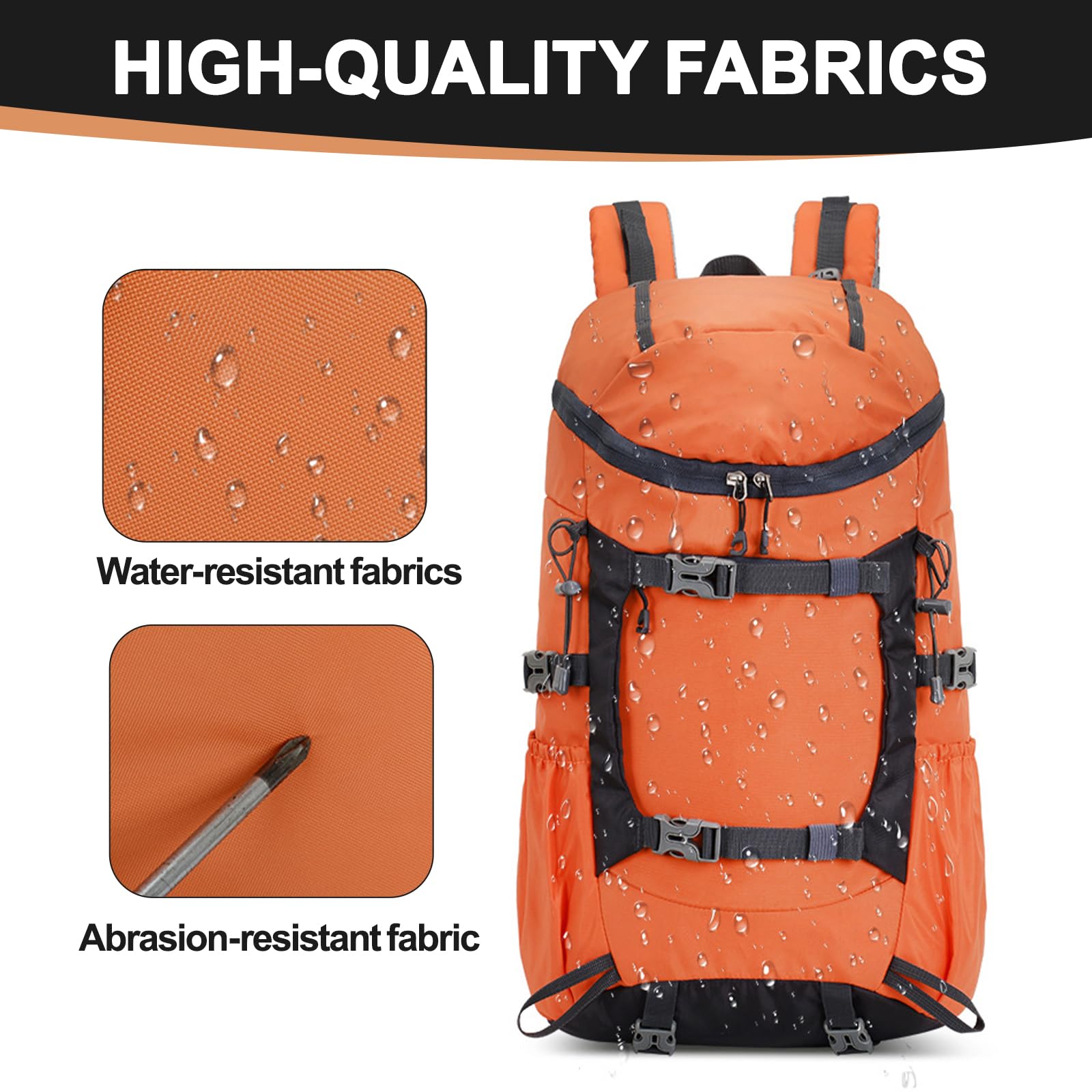 Wanderrucksack 40L, Wanderrucksack Herren Damen mit Regenhülle Wasserdichter Rucksack mit Rückenbelüftung und Netzrücken Trekkingrucksack für Radfahren,Bergsteigen und Reisen