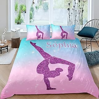 CUXWEOT Girls Running Rainbow Custom Duvet Cover Set Personalized 3 Piece Bedding Sets King Size Quilt Cover Besclothes with Name