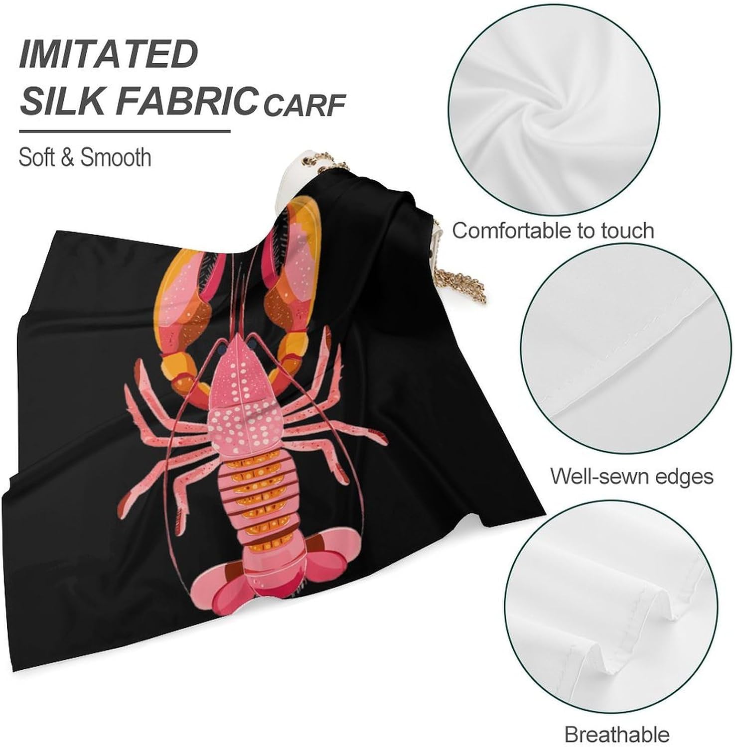 Lobster Funny Printed Bandana Multi-purpose Hair Scarf | Funny Novelty Neck Wraps Headbands for Women Men