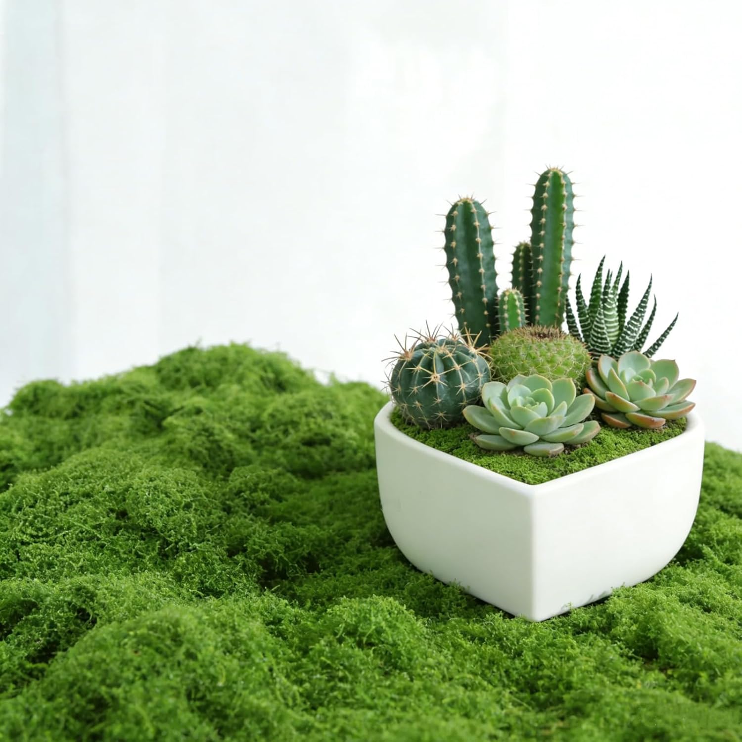 Fake Green Moss for Crafts Potted Plants Indoor, Artificial Moss for DIY Centerpieces, Fairy Garden, Glass Containers, Faux Moss for Wedding Party, Floral Wall Home Indoor Outdoor Decor