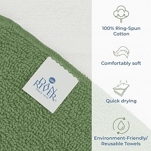 Miniatura 367 de DAN RIVER Juego de 4 toallas de baño, 27 x 54 pulgadas, 100% algodón, más grandes y ligeras, de secado rápido, súper suaves y absorbentes, toallas