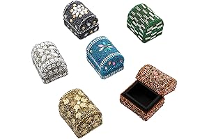 Handcrafted Set of 6 Mini Solid Gemstone Bead Boxes