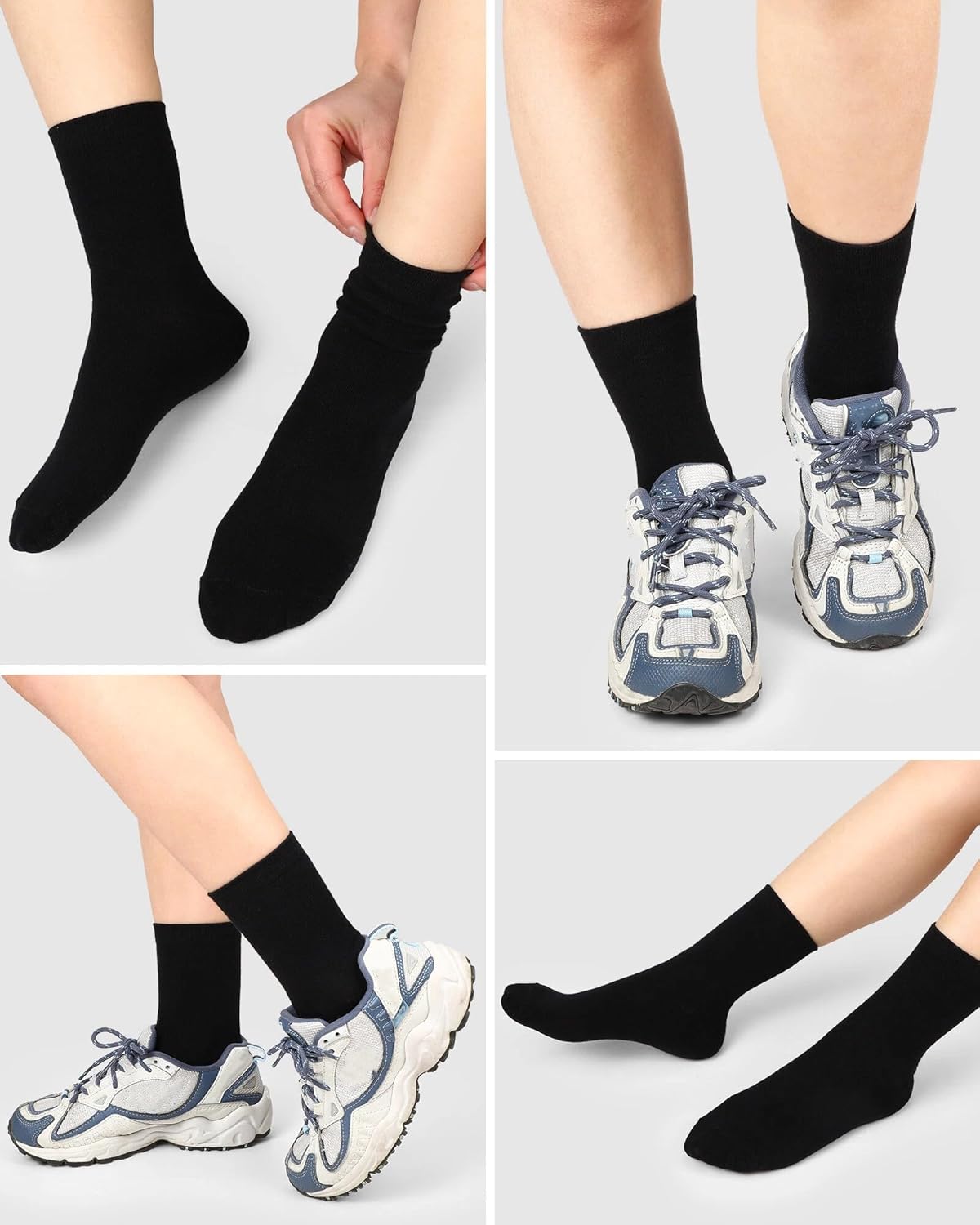 Vabean 60 Pairs Crew Socks Bulk Anti Slip Wicking Soft Calf Socks for Men Women Unisex Hiking