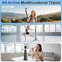 Vista 6 de Trípode para selfie con seguimiento automático de rostros para iPhone con luz, rotación de 360° que sigue tu movimiento, soporte de trípode