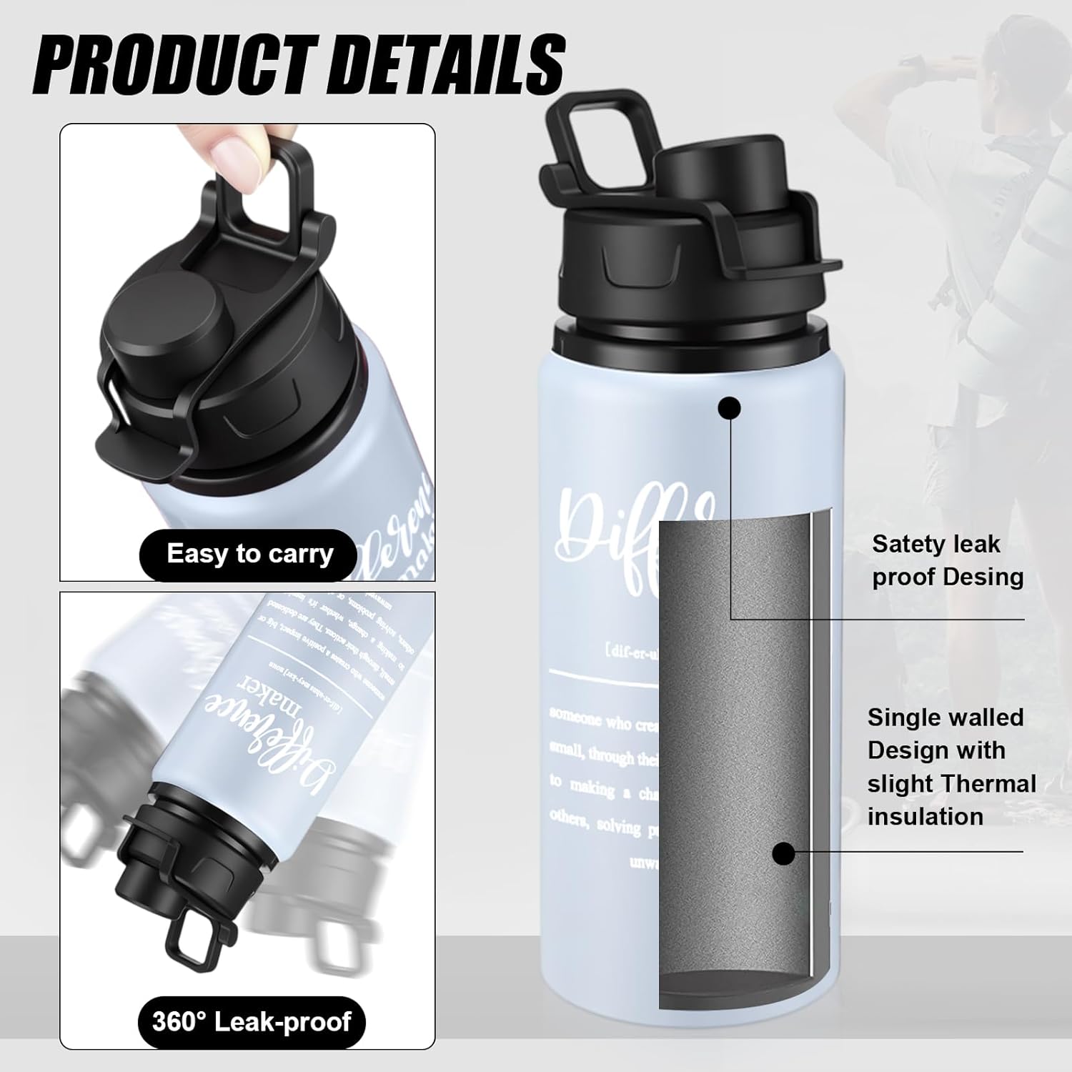 Shellwei 10 Pcs Thank You Appreciation Gifts 20 oz Aluminum Water Bottles Bulk Lightweight Sports Water Bottles Inspirational Tumbler Mug with Snap Lids for Christmas Employee - Image 3