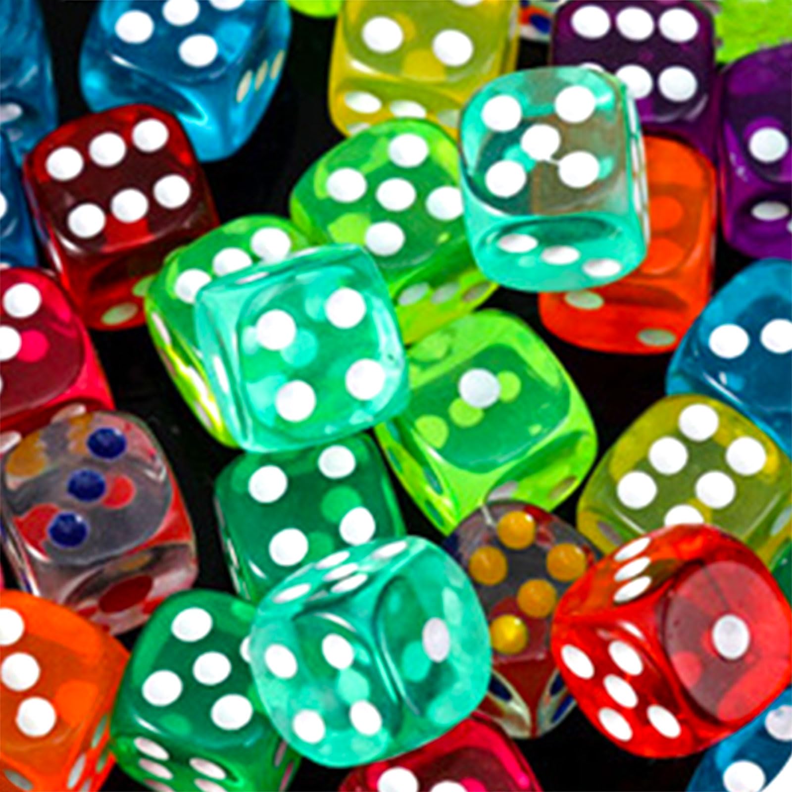 TZQFROCE Set de 100 Dés 6 Faces Dés Multicolores 12 mm Jeu de Dés en Acrylique Transparent pour Jouer à des Jeux Enseignement des mathématiques