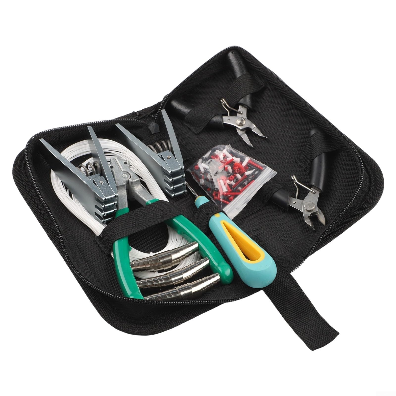 Kit d'outils de serrage de badminton, kit de réparation de raquette en métal avec pince, pinces volantes, alêne, œillets pour tennis, squash, raquette, bricolage, entretien