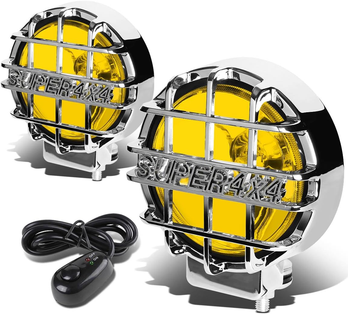 DNA MOTORING FL-6-U+SW-AM-CH 6" Round Fog Lights w/Switch