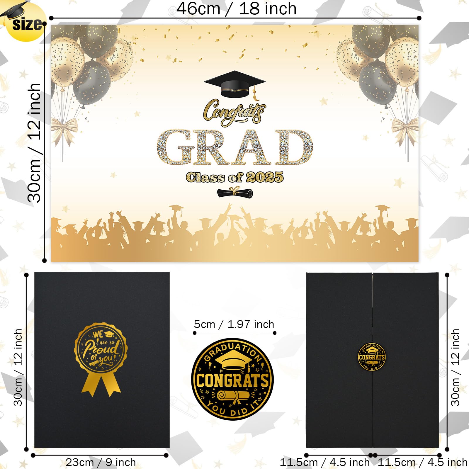 Graduation Decorations 2026 Black Gold Graduation Guest Book to Sign Class of 2026 Signature Guestbook Alternative Party Gifts Keepsake Congrats Grad Signing Memory Card Board College High School - Image 2