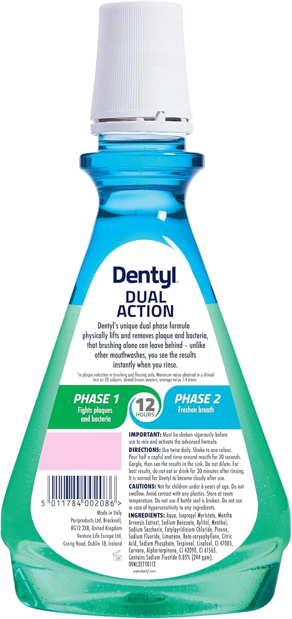 Dentyl Dual Action Smooth Mint Plaque-Reducing CPC Mouthwash, 500ml