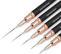 5 Pcs Nail Art Brush Set Painting Brushes Drawing Tool for Long Lines Fine Detail Fine Drawing Sizes 4/8/12/20/25mm, Black