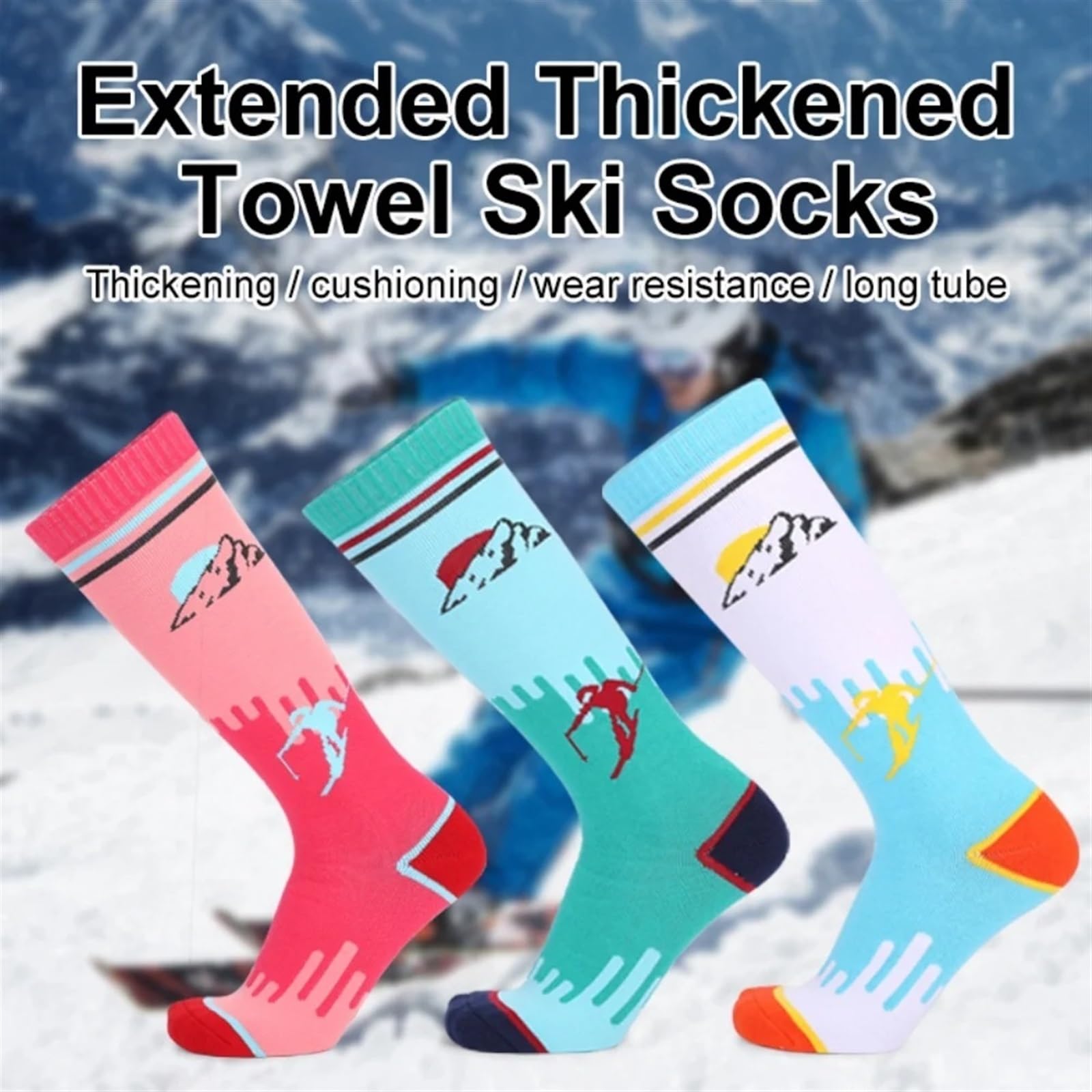 Calcetines de esquí for niños, Algodón térmico invierno, calcetines deportivos cálidos y gruesos, for ciclismo nieve, térmicos elásticos for