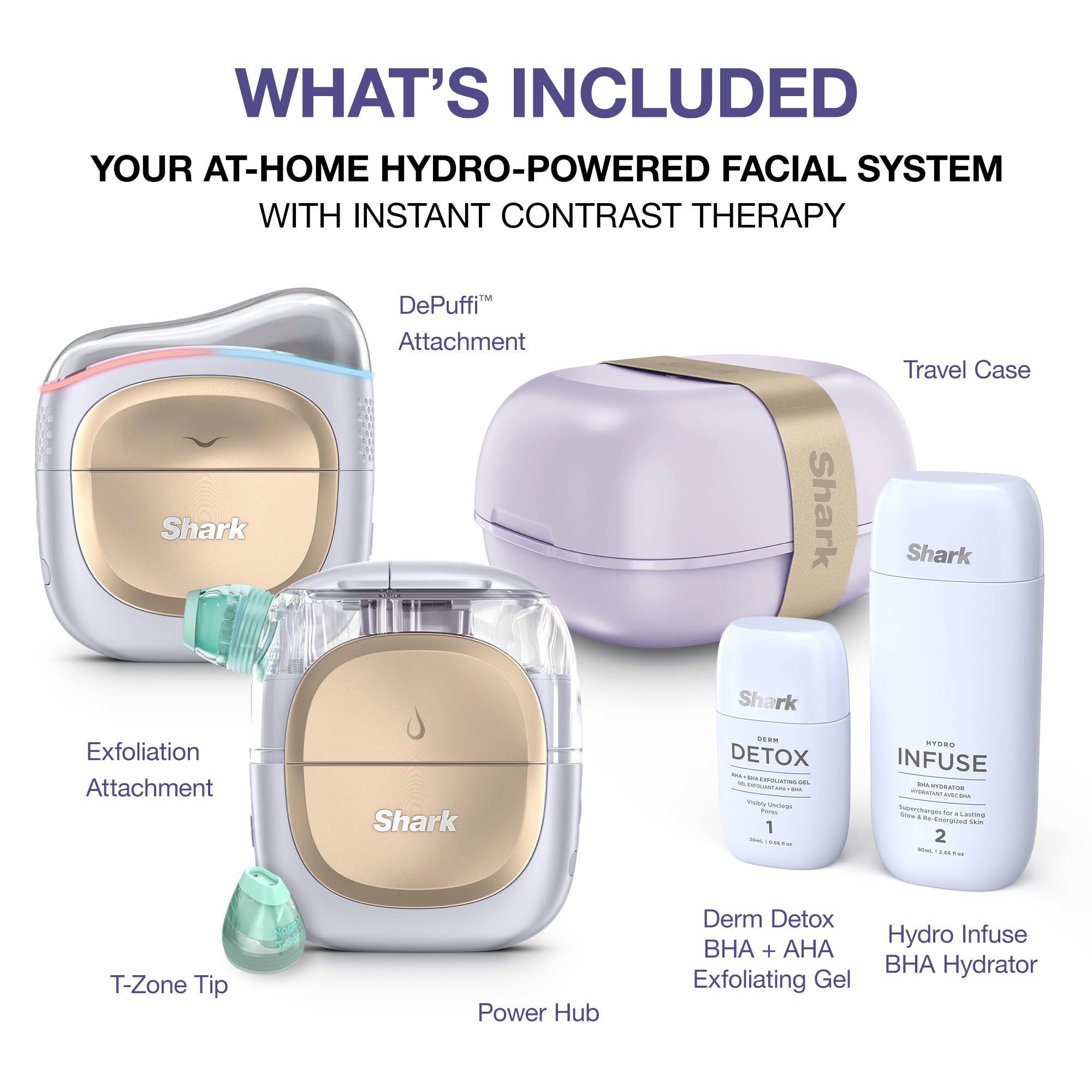 Shark FacialPro Glow at-Home Hydro-Powered Facial System with DePuffi Hot & Cold Therapy – Professional Spa Skincare Device for Pore Cleansing, Hydration, & Radiant Glow, Blue, FH320