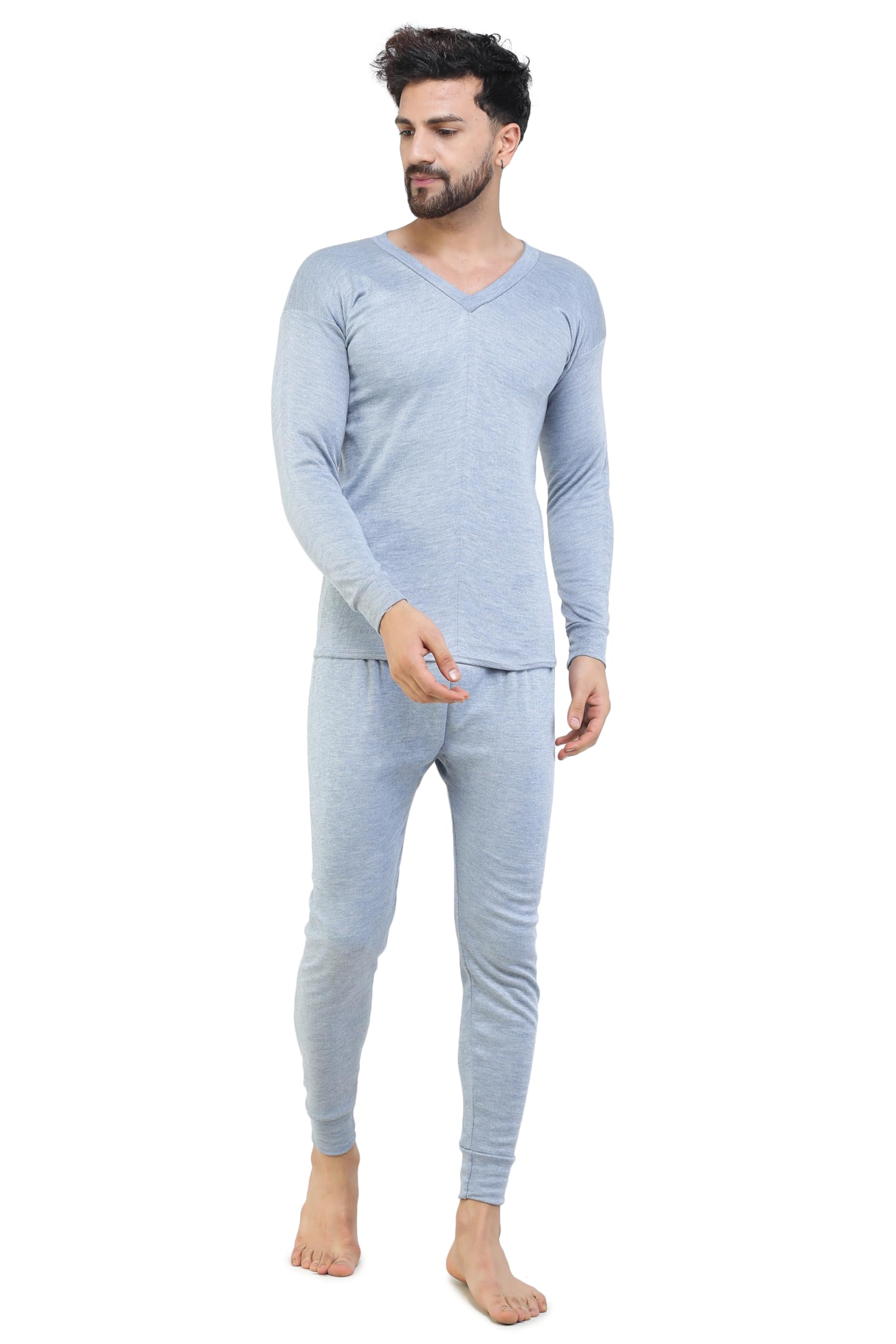 Men's Winter Wear Thermal Set [V Neck Upper/Top + Trouser/Lower] Set of 01-picture-28