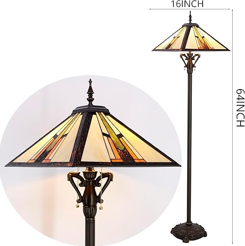 Vista 26 de Tiffany Lámpara de pie Tulipán Flor Misión Estilo Vidrieras Luz de lectura de pie 16X16X64 Pulgadas flor ((Tulip Flower)