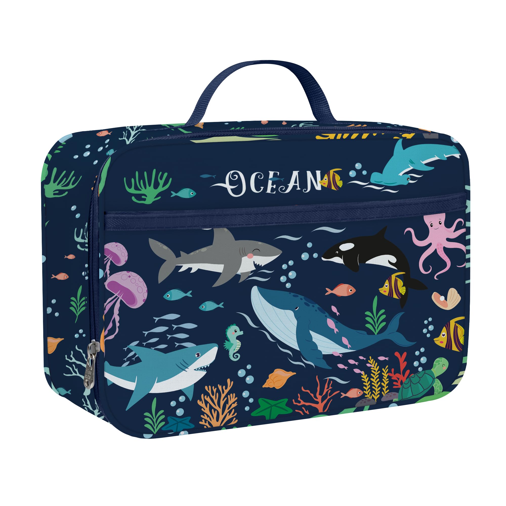 Clastyle Bolsa Termica Porta Alimentos Bebe Azul Tiburones, Bolsa Almuerzo Infantil Animales Marinos Reutilizables, Bolsa Comida Niño para Viaje Picnic Guarderia