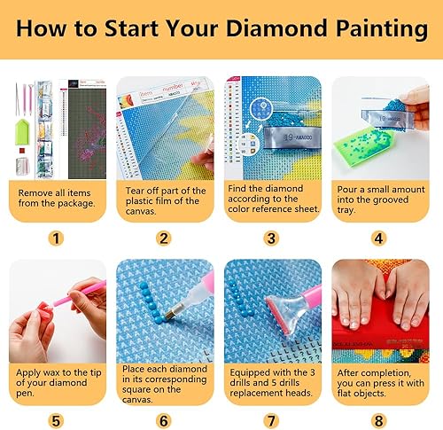 Miniatura 6 de TISHIRON Pintura artística de diamantes 5D de animales, taladro completo, tortuga marina, arte de diamantes para adultos, kits de pintura para