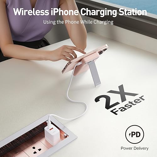 Miniatura 5 de iWALK Qi2 - Banco de energía inalámbrico magnético de 15 W, cargador portátil de 10000 mAh con soporte ajustable y pantalla LED, carga rápida para