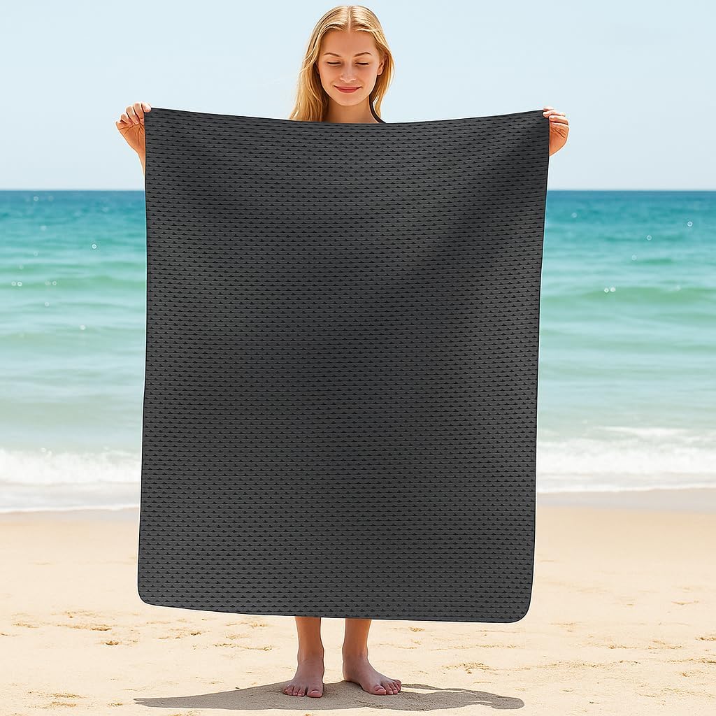 Toalha Microfibra Grande 150x80cm Ultrafina – Alta Absorção, Secagem Rápida e Super Absorvente | Compacta, Ultra Leve, Ideal para Academia, Acampamento, Natação, Piscina e Praia. (Cinza Escuro)