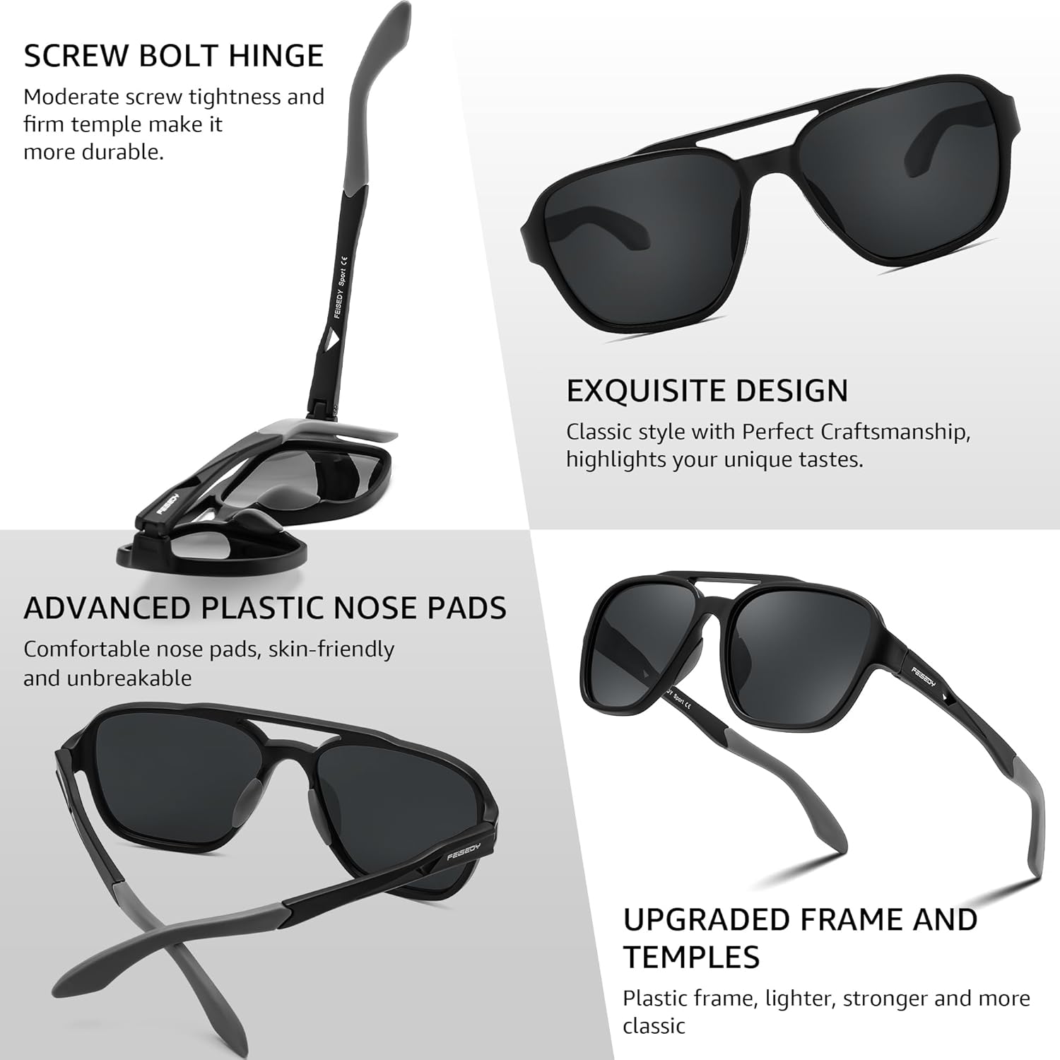 FEISEDY Polarized Aviator Sunglasses Women Men Retro 70s Vintage Classic Lightweight TR-90 Frame TAC Lens Outdoor UV400 B0260 - Image 6