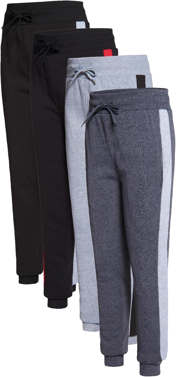 Victory League Boy’s 4-Pack Active Fleece Joggers Kids Pants Boys, Boys Sweatpants, Youth Sizes, Boys Pants, Athletic, 5-16