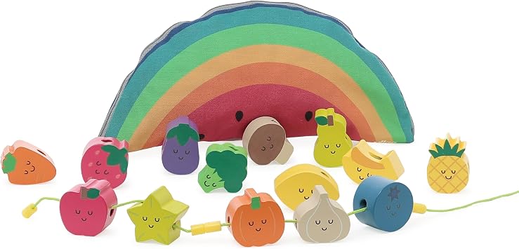 Vilac - Wooden Beads, Tutti Frutti-Andy Westface, 7416, Multicoloured, Baby