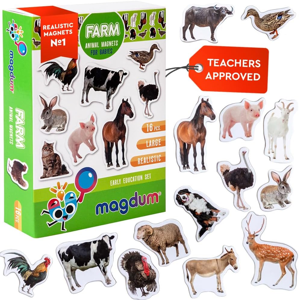 Amazon.com: JoyCat Wooden Fridge Magnets for Kids – 10 Cute Farm ...
