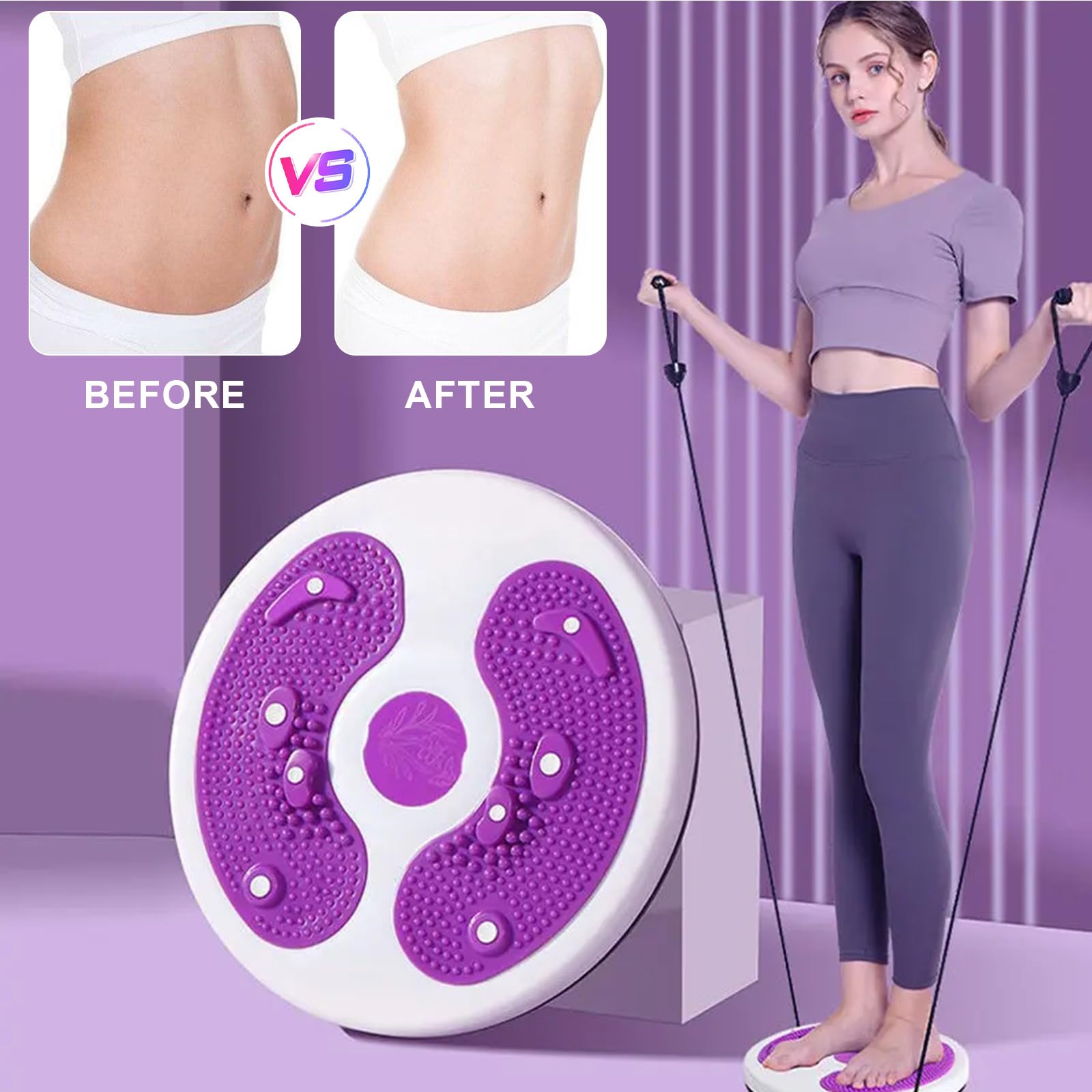 Twist Waist Disc Board Disco Rotante Fitness Twist Vita Disc con Fune di Trazione Multifunzione Massaggio ai Piedi Twister Fitness Balance Board per Gli Esercizi di Torsione