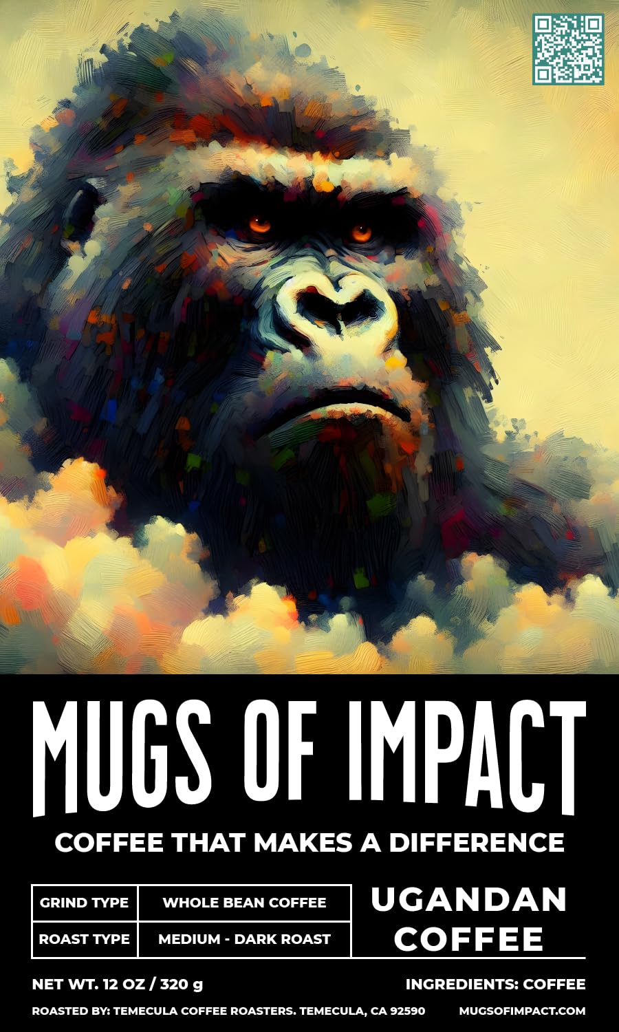 Mugs Of Impact - Roasted On Order Fresh Whole Bean Coffee - Support Animal Shelters - Light, Medium, Dark Roasts - Ethically Sourced 12 Ounce, Ugandan
