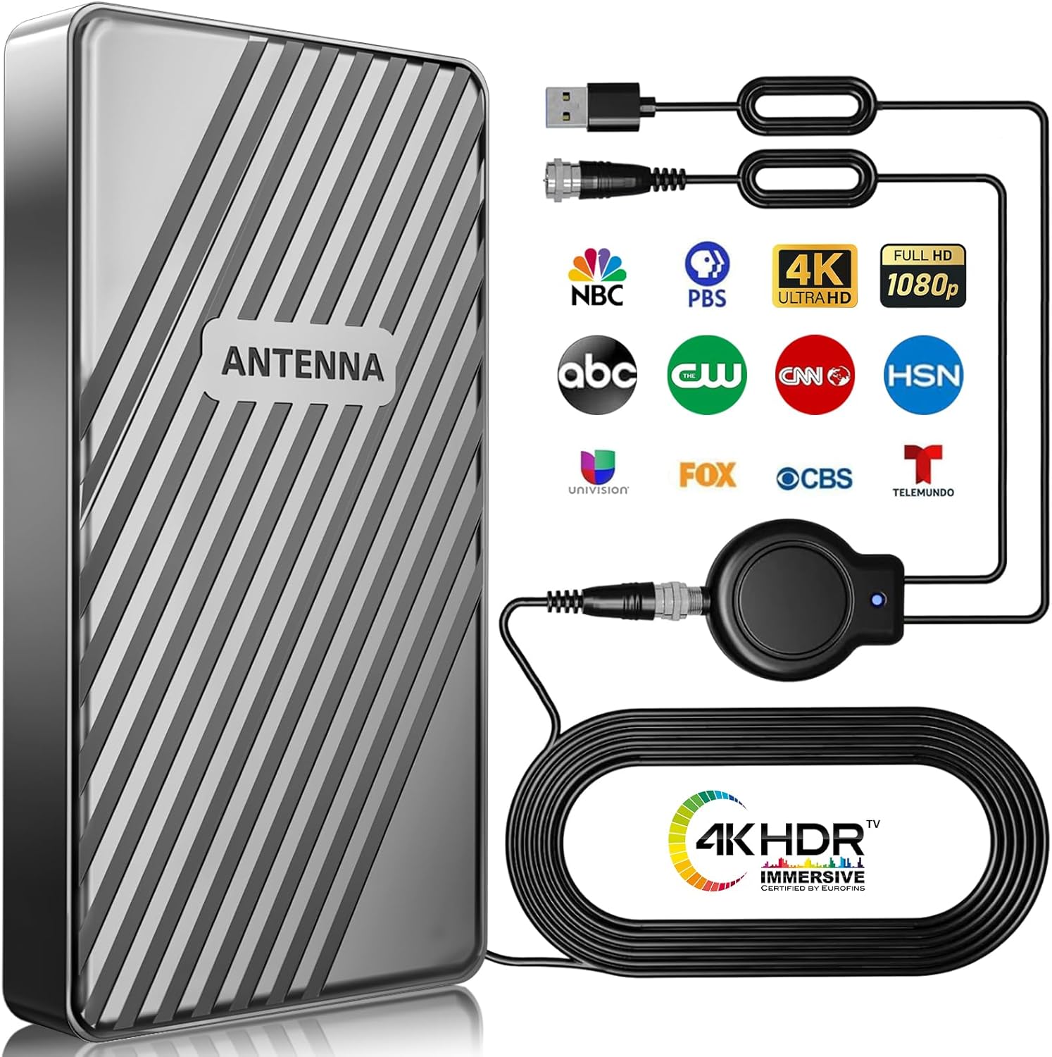 2200+ Miles Range TV Antenna, 2025 Upgraded Strongest Digital TV Antenna Outdoor with Amplifier Signal Booster, Support Smart TV and All Older TV's,for Local Channels-Support 1080p 4K 8K