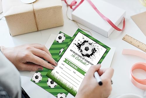 Miniatura 7 de Invitaciones de cumpleaños de fútbol, invitaciones de fiesta de cumpleaños deportivas para niños y niñas, tarjetas de invitación para fiestas de