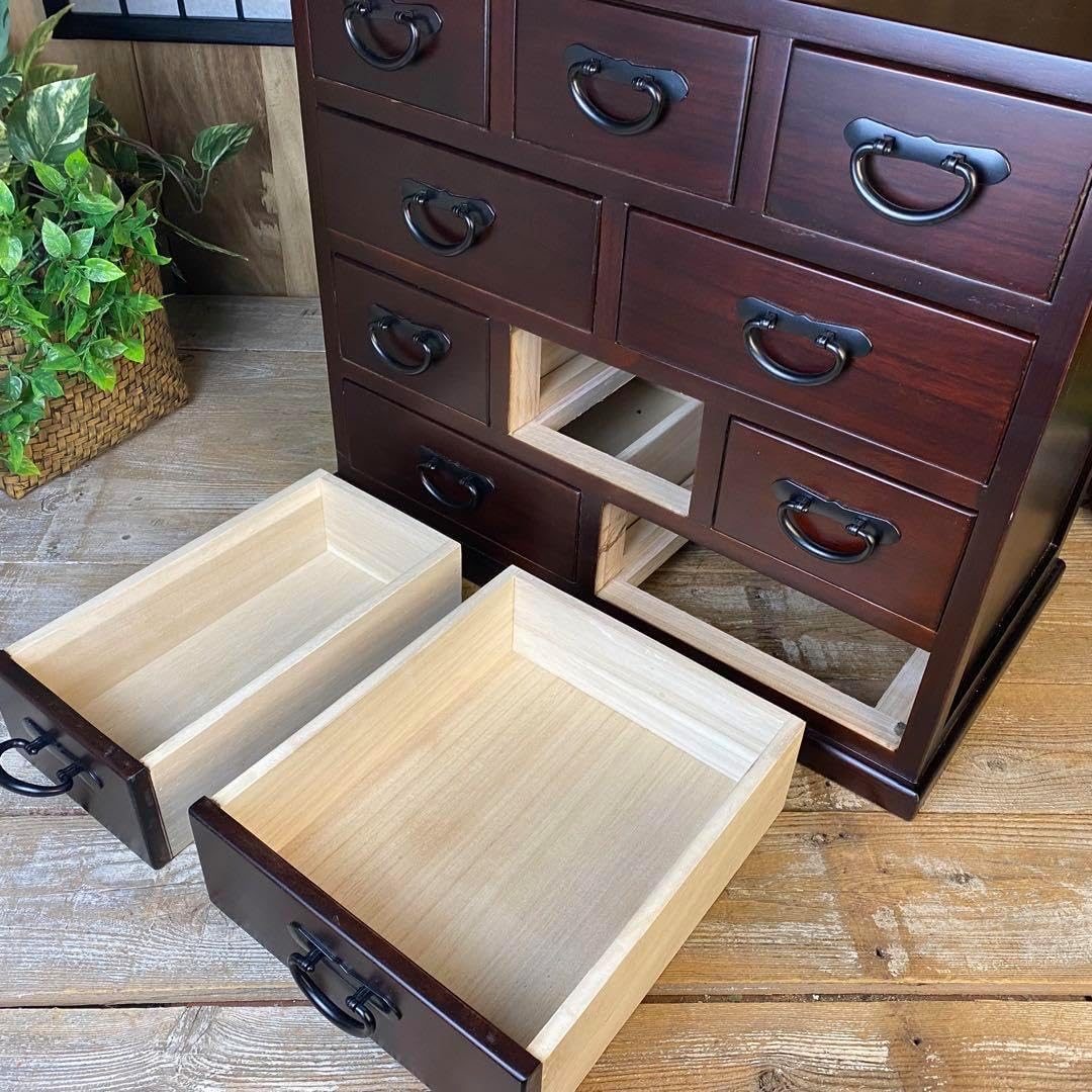 民芸家具桐材多引き出しチェストタンスB（四段十引き出し）60㎝×53㎝木製収納 民芸家具桐材多引き出しチェストタンスB（四段十引き出し）60㎝×