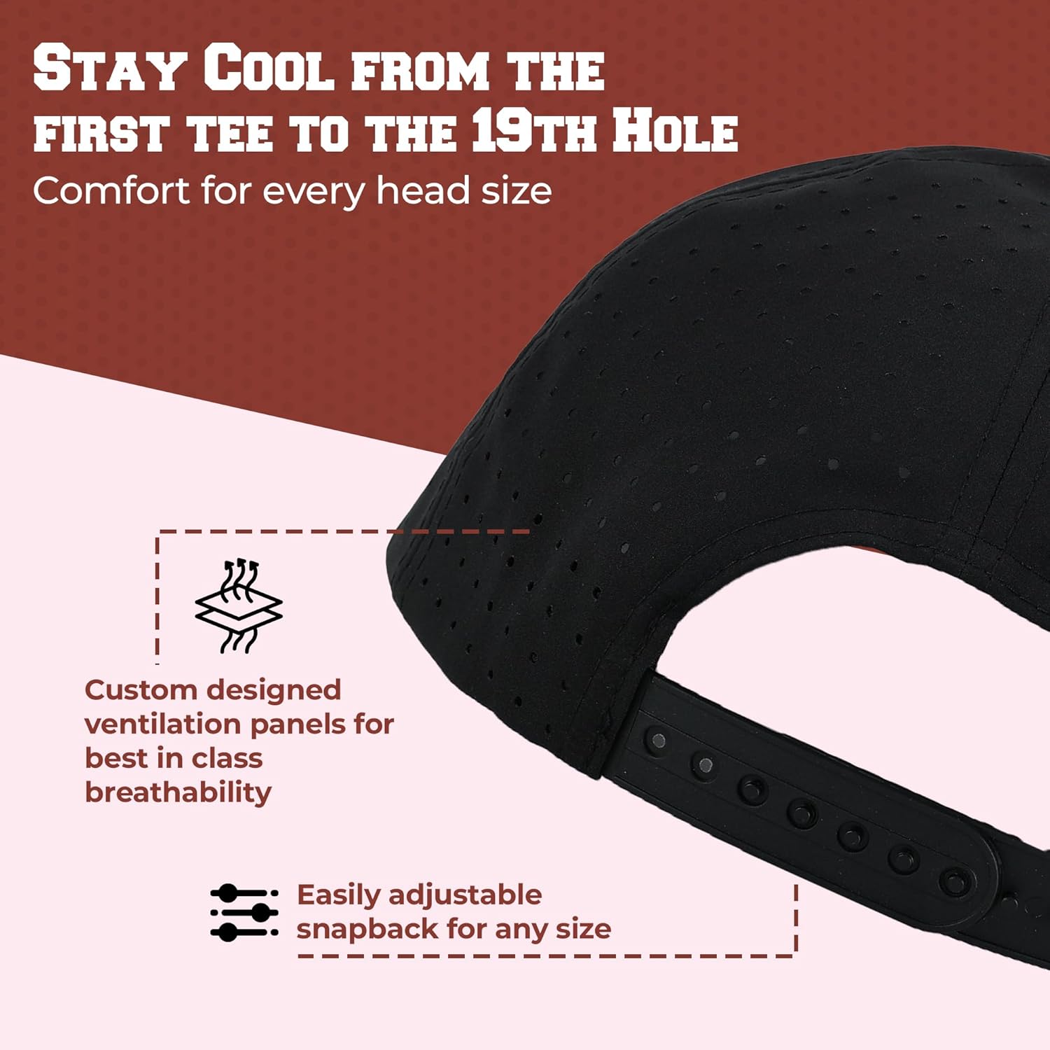 Bogeys and Beers Performance Golf Hat - Funny Golf Hat, Polyester/Spandex Blend, Adjustable Rope Snapback Cap - Breathable - Image 9