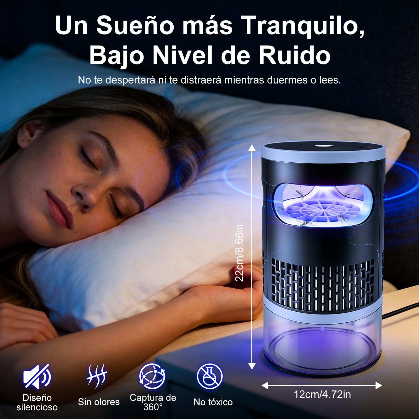 Lámpara Antimosquitos, Mata Mosquitos, Anti Mosquitos Control de Plagas, Interior Exterior lampara Antimosquitos para Dormitorio, Cocina, Salón, Jardín y Camping