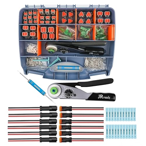 JRready DW5011 Deutsch Kit de conectores - Conectores DT 2 3 4 6 pines, tamaño 16# contactos sólidos 16-20 AWG, herramienta de engarce Deutsch +
