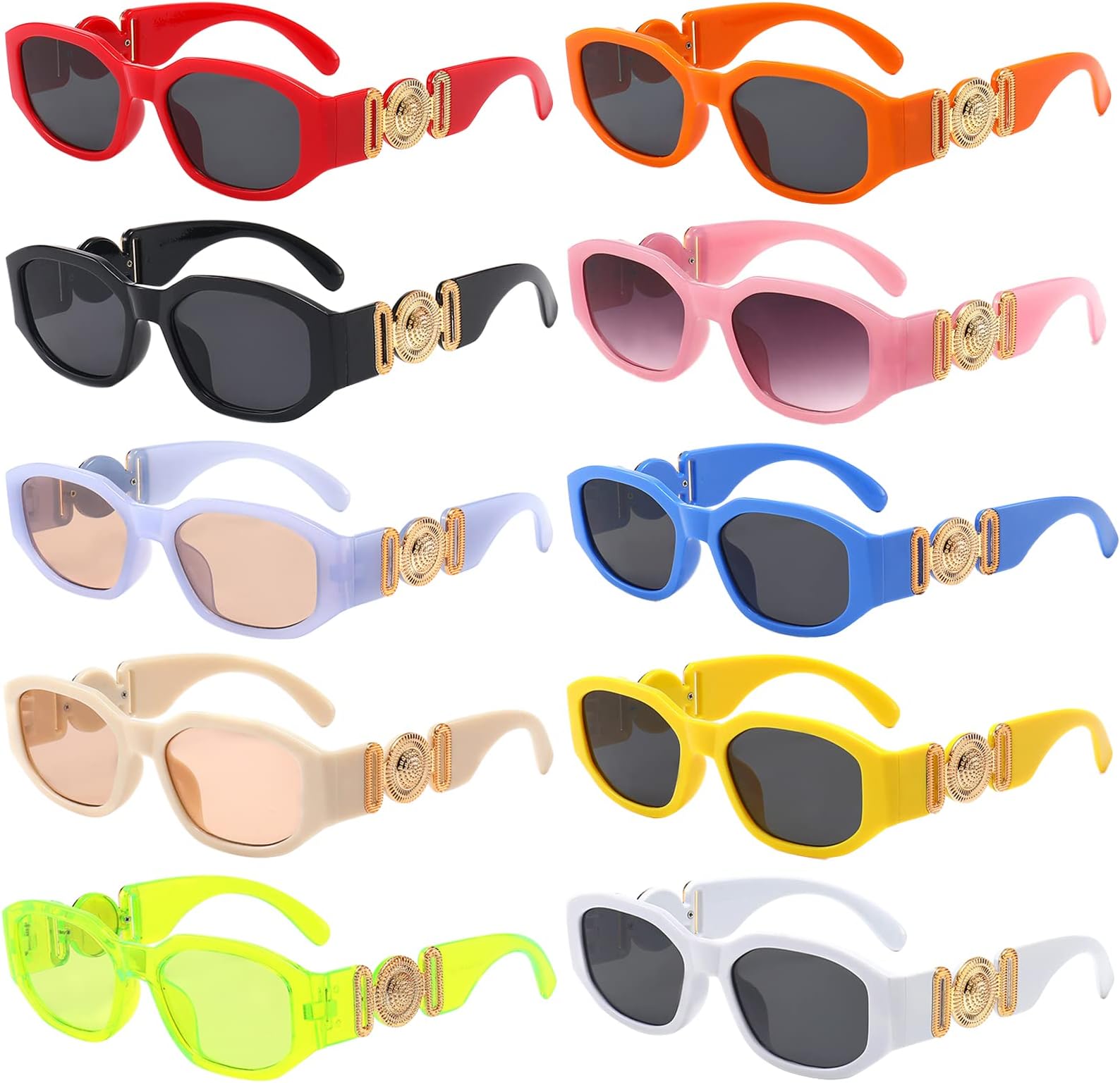 SUNOVELTIES Irregular Rectangle Sunglasses for Women Metal Disc Retro Aesthetic Vintage Square Glasses Luxury Design Unisex