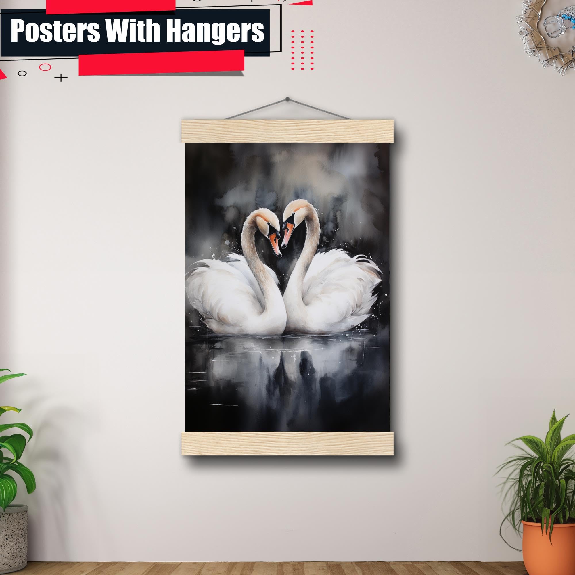 アートポスター　SWAN Amazon.com: Swan Bird Vintage Poster Art Print Retro Wall Art