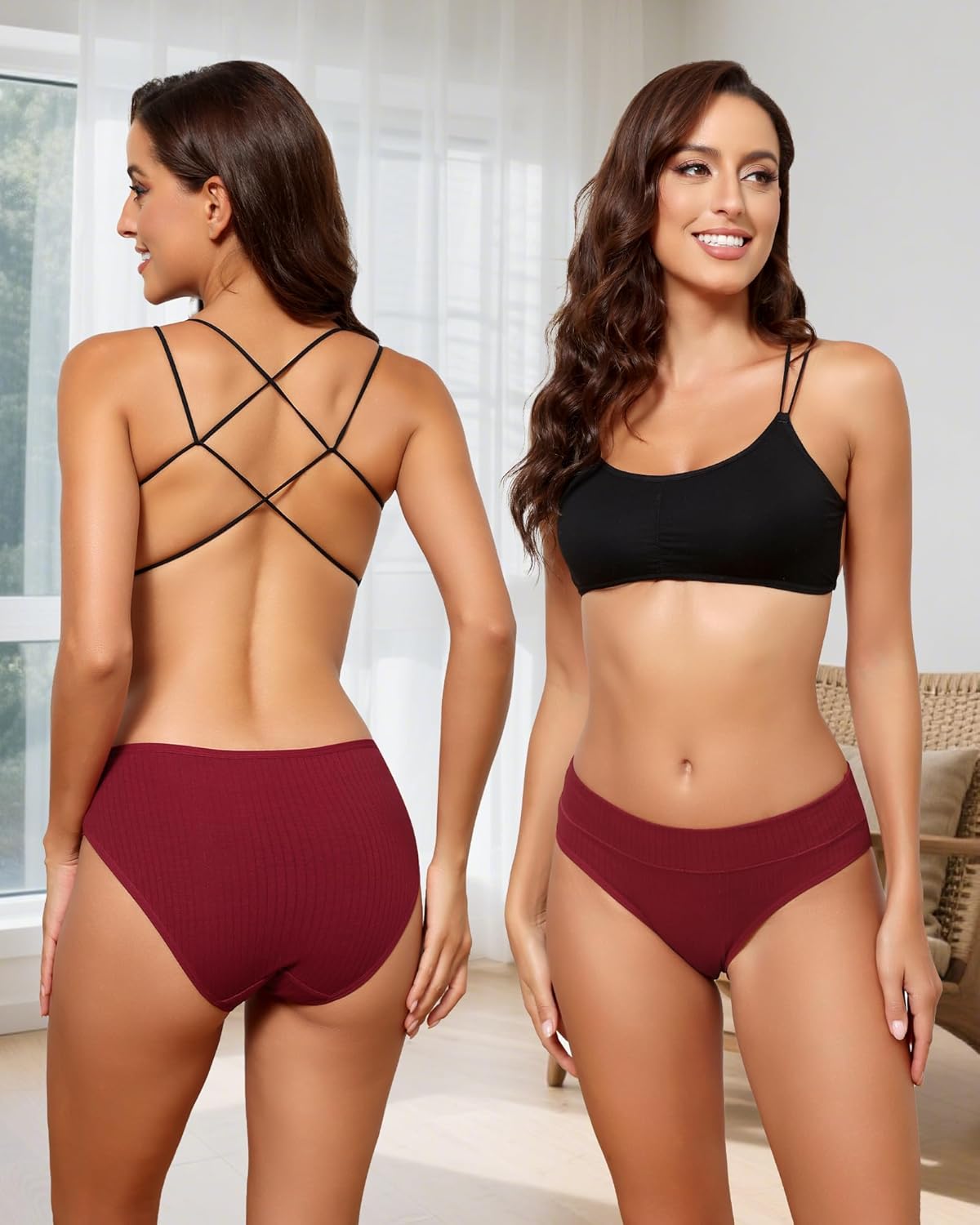 Womens Underwear Cotton Bikini Panties Soft Hipster Panty Ladies Stretch Briefs 6 Pack - Image 2