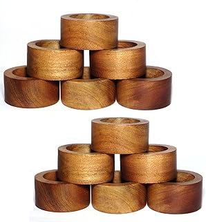 DIVIJLWR Napkin Rings, Wood Napkin Rings Set of 12 Napkin Holders Buckles for Dining, Anniversary, Birthday, Dinner, Christmas, Party of Table -Pack of 12 Napkin Ring