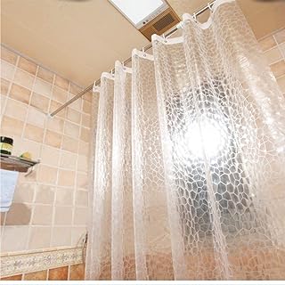 AooHome Short Shower Curtain Liner, Water Cube Eva Shower Curtain with Bottom Magnets, Water Repellent, Semi Transparent, 72 W x 60 L inch