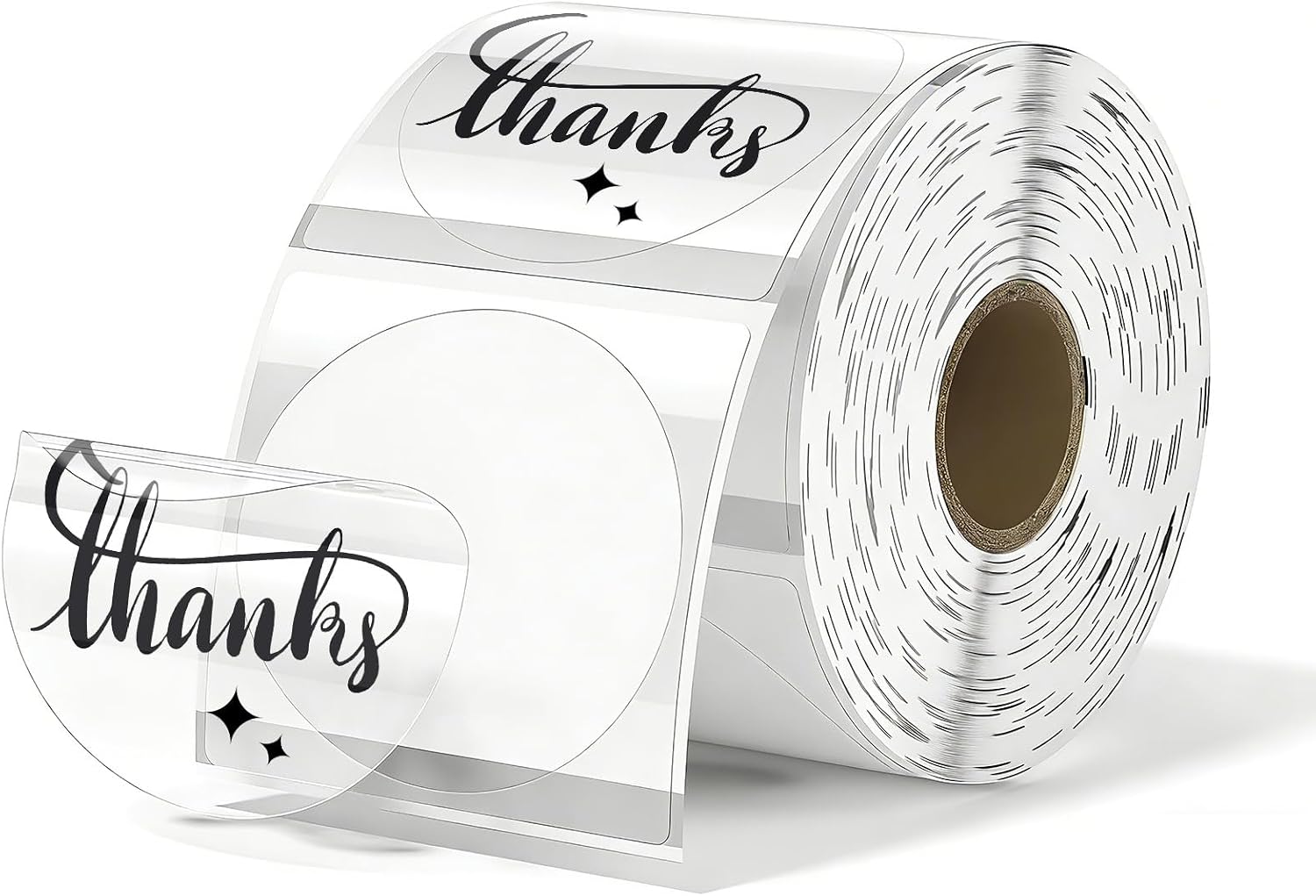 500 Labels/Roll 2" Round Transparent Thermal Labels, Self-Adhesive Clear Circle Sticker for Logo, Candle Jar, Product Packaging, Envelope Seal, Small Business