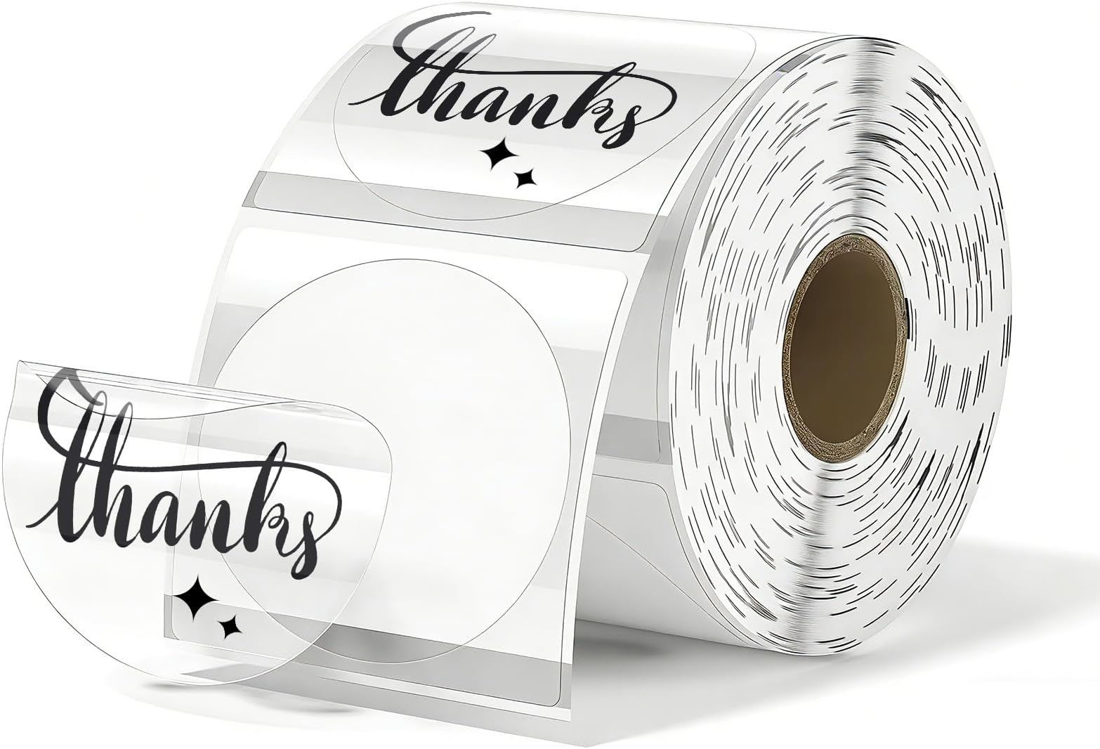 500 Labels/Roll 2" Round Transparent Thermal Labels, Self-Adhesive Clear Circle Sticker for Logo, Candle Jar, Product Packaging, Envelope Seal, Small Business